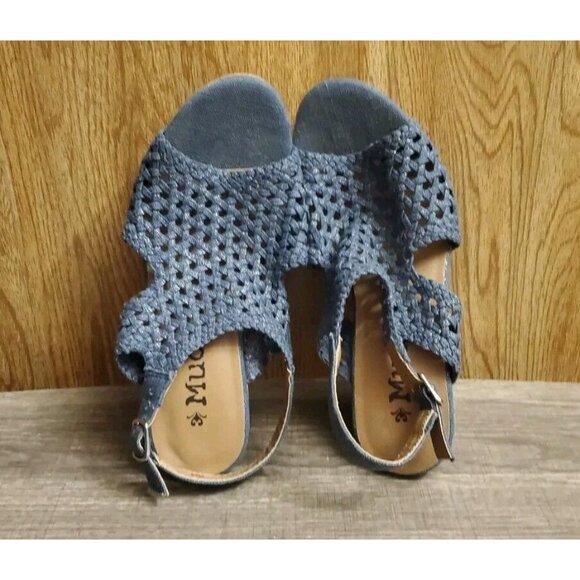 Mudd Casual Woven Strappy Slingback Wedge Sandals Womens Size 6.5 Blue - Picture 8 of 11